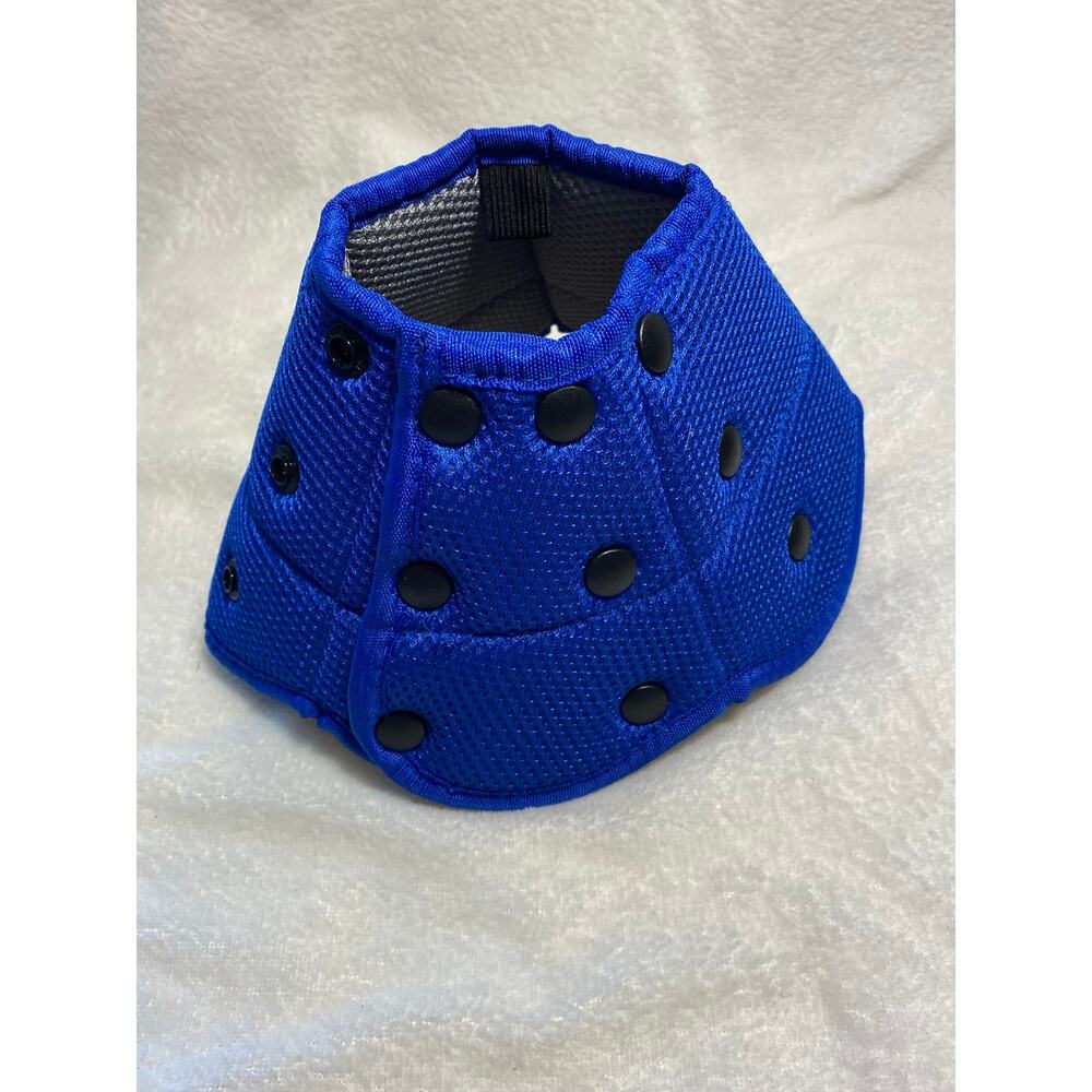 NEW Blue Plush E Collar Size Small, With Snap Shut Buttons, Adjustable